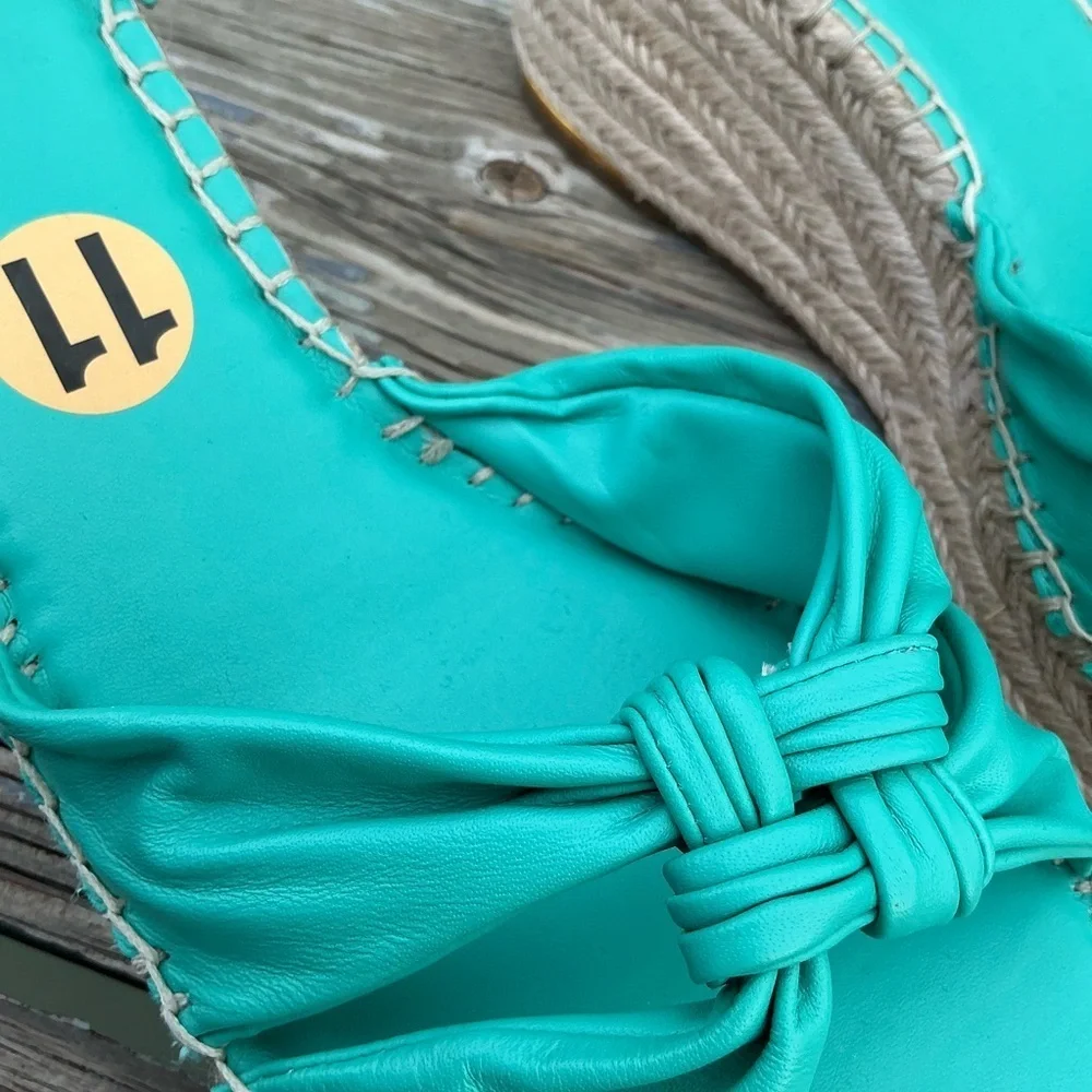 Clementine Ankle Strap Platform Wedge Teal Summer Sandal